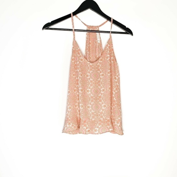 Lush Blouse Sleeveless Pink Blush Peach Top Ruffle Split Back Blouse - Picture 1 of 5